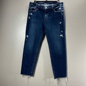 Old Navy Women’s Blue Raw Hem Boyfriend Mid-Rise Capri Jean Pants Size 6